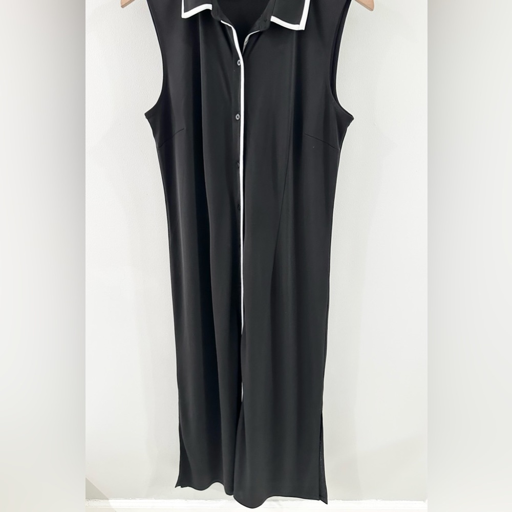 Talbots Button Front Midi Dress Black Size Large - image 4